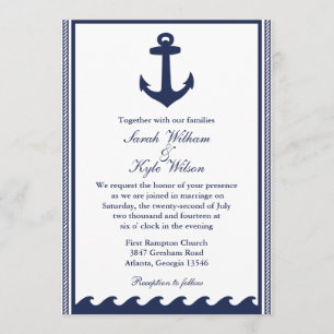 Invitations nautiques de mariage de bleu marine et