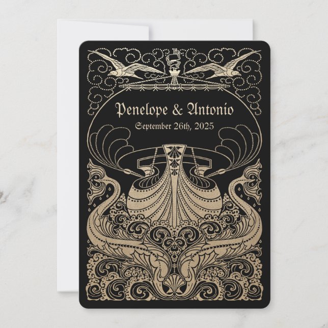 Invitations nautiques vintages de mariage de (Devant)