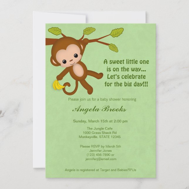Invitations neutres MM2 VERT de baby shower de (Devant)