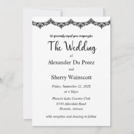 Invitations noces en dentelle noir et blanc