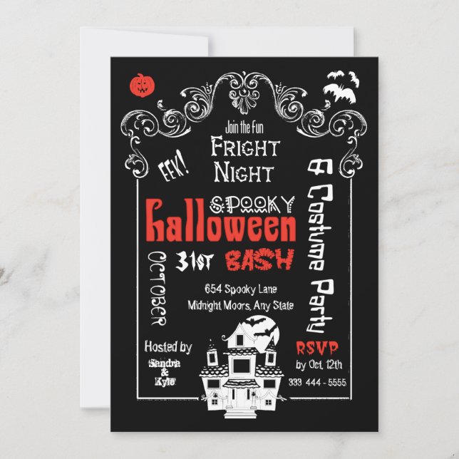 Invitations nocturnes d'Halloween (Devant)