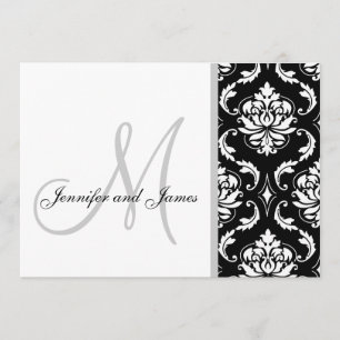Invitations noires de mariage au monogramme de Dam