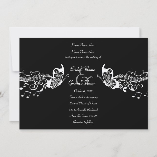 Invitations noires de mariage de Fidelity de (Devant)