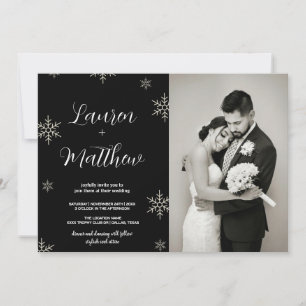 Invitations noires de mariage de neige avec photo