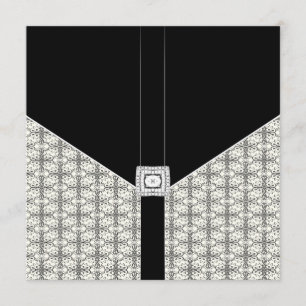 Invitations noires de noces de diamant de dentelle