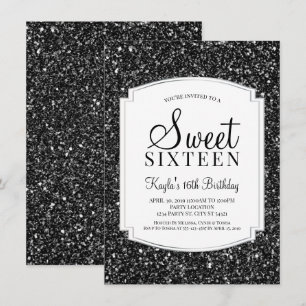 Invitations noires du bonbon 16 à parties