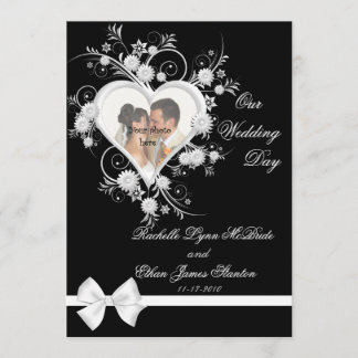 Invitations noires et blanches 5x7 de photo de