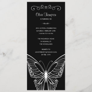 Invitations noires et blanches d'anniversaire de