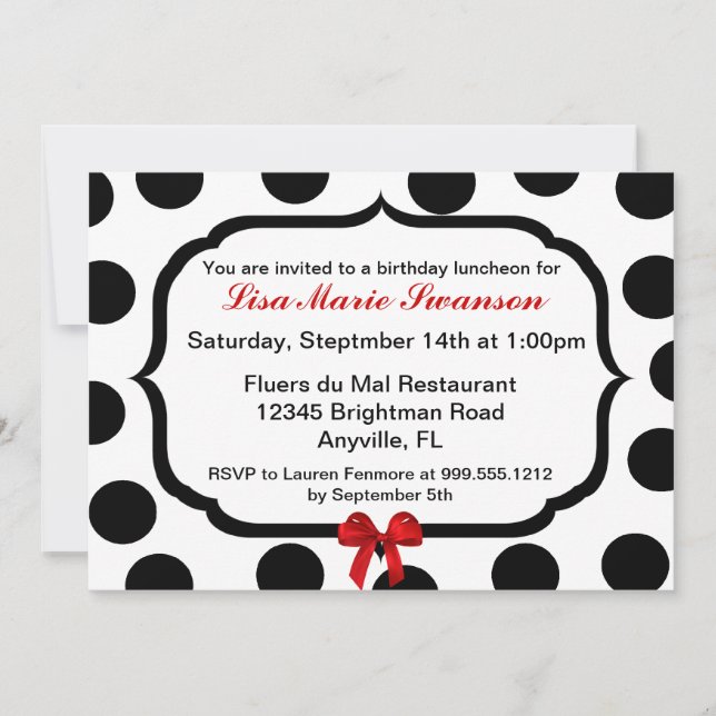 Invitations noires et blanches de coutume de point (Devant)
