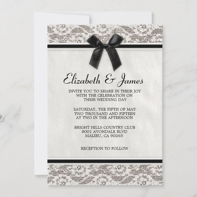 Invitations noires et blanches de mariage de (Devant)