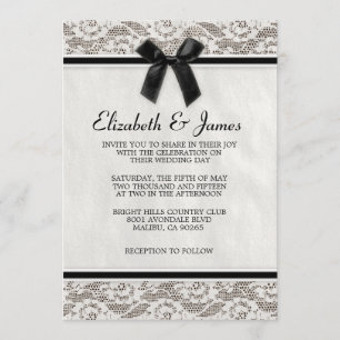 Invitations noires et blanches de mariage de