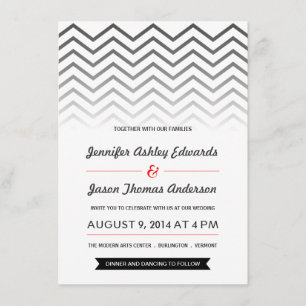 Invitations noires et blanches de mariage d'Ombre