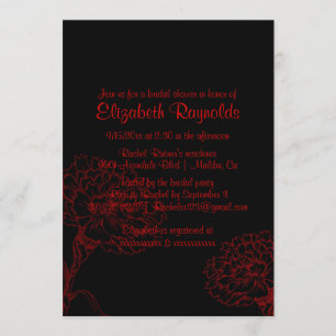 Invitations noires et rouges simples de Fête de la