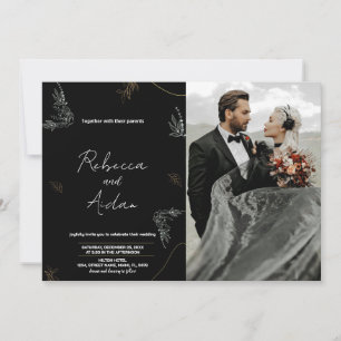 Invitations noires foncées de mariage avec photo