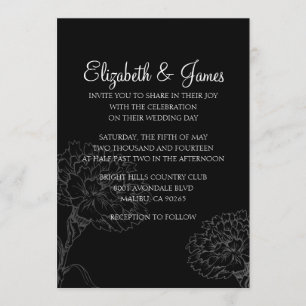 Invitations noires modernes faites sur commande de