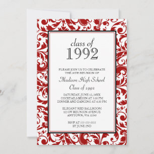Invitations noires rouges de la Réunion de classe