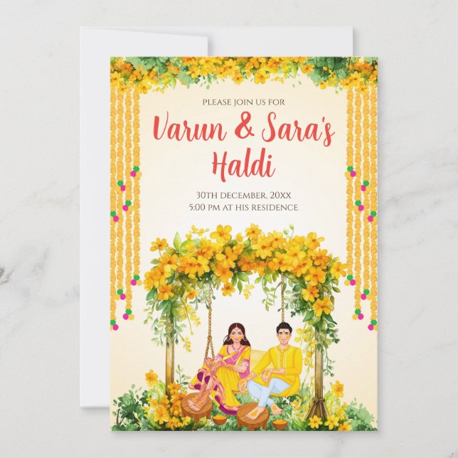 Invitations numériques Haldi Invitations Pithi (Devant)
