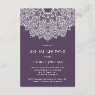 Invitations nuptiales de douche de mandala pourpre