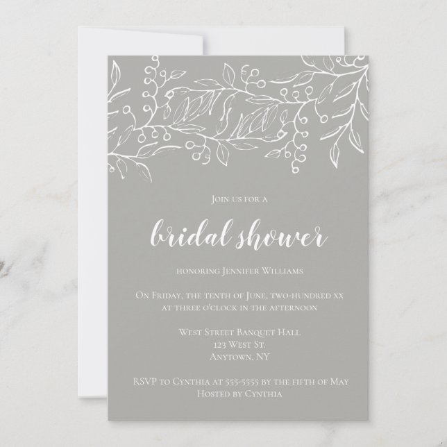 Invitations nuptiales grises de douche de baie (Devant)