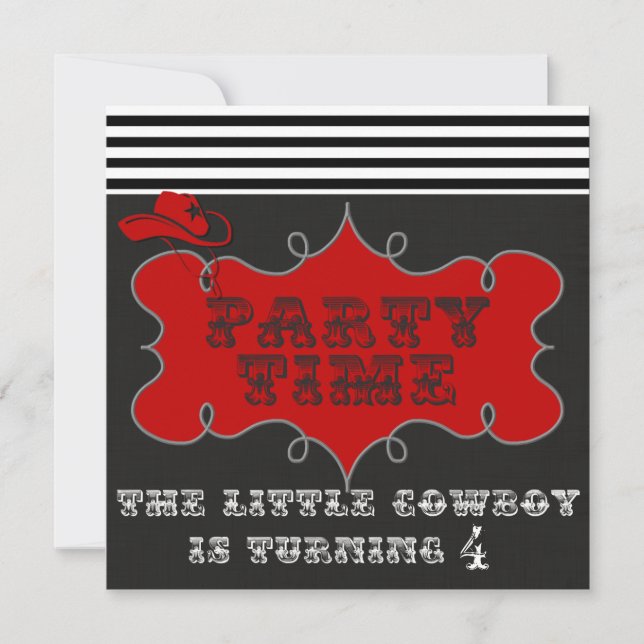Invitations occidentales d'anniversaire de cowboy (Devant)