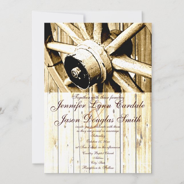 Invitations occidentales de mariage de roues de (Devant)