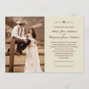 Invitations occidentales vintages de mariage de