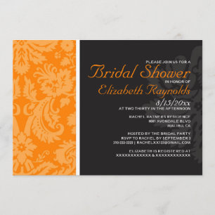 Invitations oranges de Fête de la mariée de