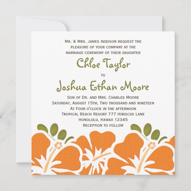 Invitations oranges de mariage de ketmie (Devant)
