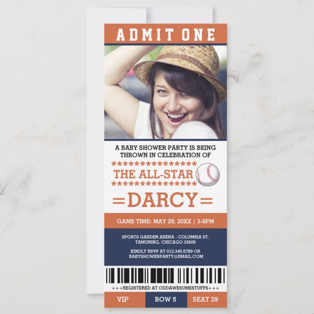 Invitations oranges et bleus de partie de baby (Devant)