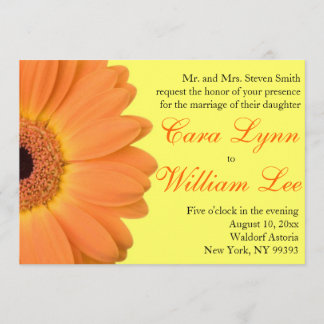 Invitations oranges et jaunes de mariage de