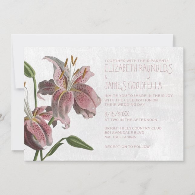 Invitations orientales de mariage de lis (Devant)