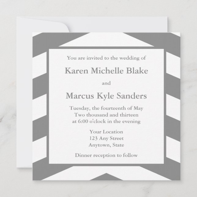 Invitations ou annonces de mariage de Carrés gris (Devant)