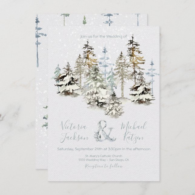 Invitations parfaites à mariage dans la forêt de n (Devant / Derrière)