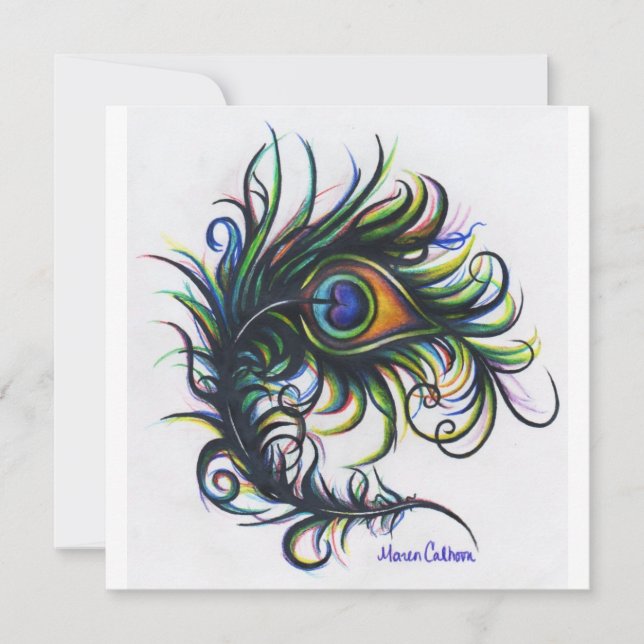 Invitations Peacock Feather (Devant)