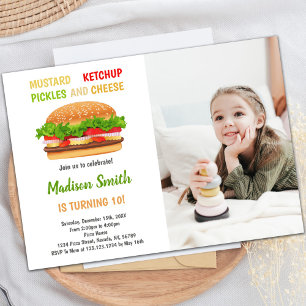 Invitations personnalisables de Burger Party pour 