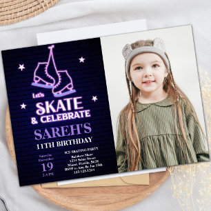 Invitations personnalisables de parties de patinag