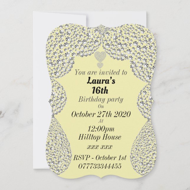 invitations personnalisées à la fête du 16e annive (Devant)