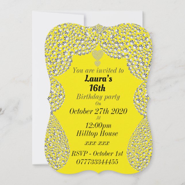 invitations personnalisées à la fête du 16e annive (Devant)