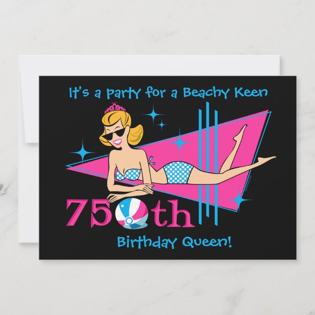 Invitations personnalisées Beachy Keen 75e anniver (Devant)