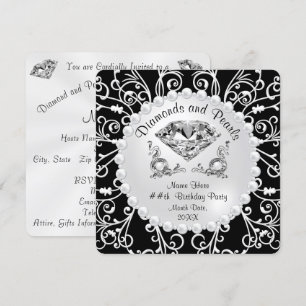 Invitations personnalisées de diamants et de perle