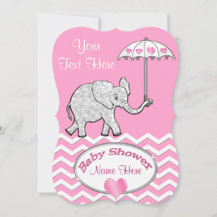 Invitations personnalisées de douche bébé éléphant