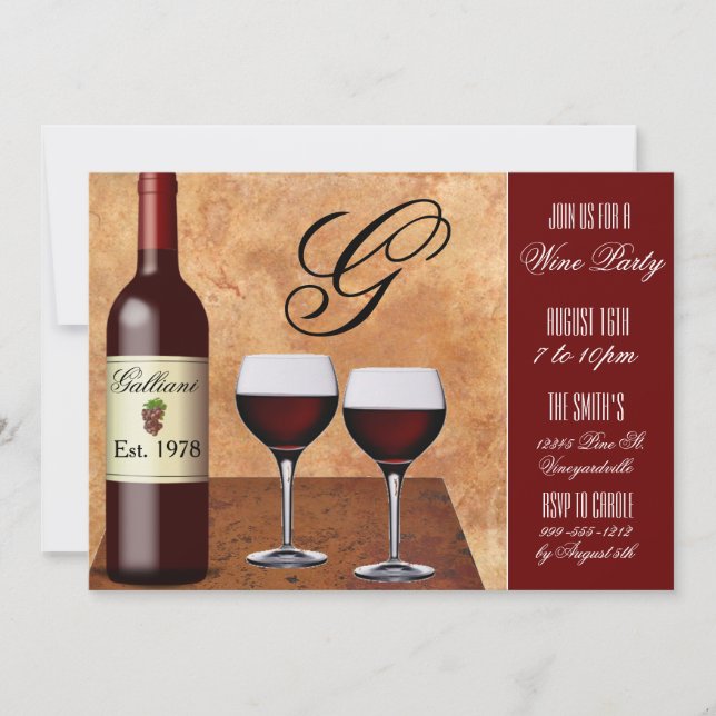 Invitations Personnalisées De La Fête Du Vin (Devant)