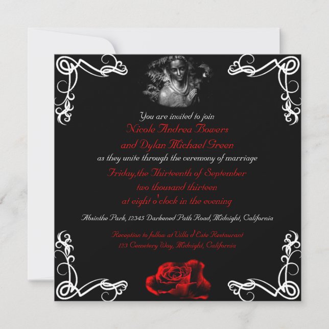 Invitations personnalisées de mariage de goth fonc (Devant)