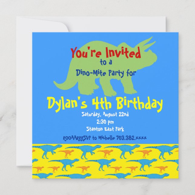 Invitations personnalisées Dinosaures Anniversaire (Devant)