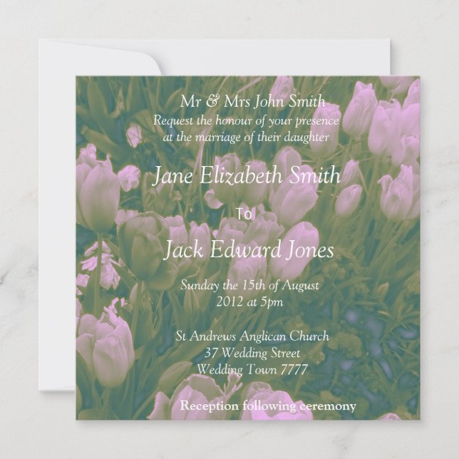 Invitations personnalisées du Mariage de tulipe de (Devant)