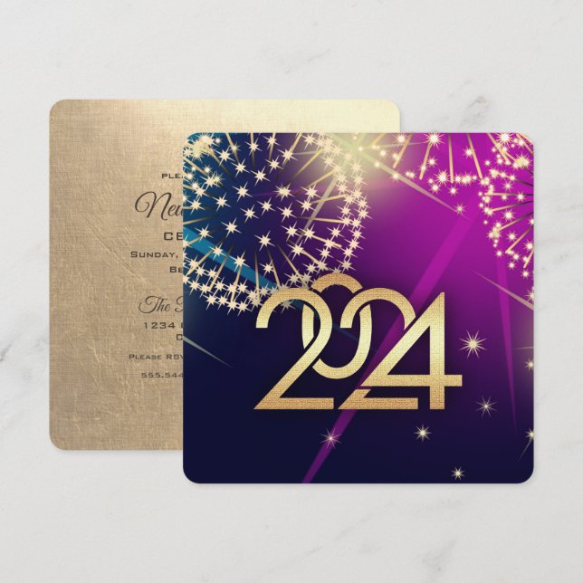 Invitations personnalisées du Nouvel An 2024 (Devant / Derrière)