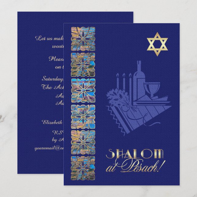 Invitations personnalisées du Seder de Pâques (Devant / Derrière)