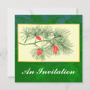 Invitations personnalisées Pine Cone Art Vintage