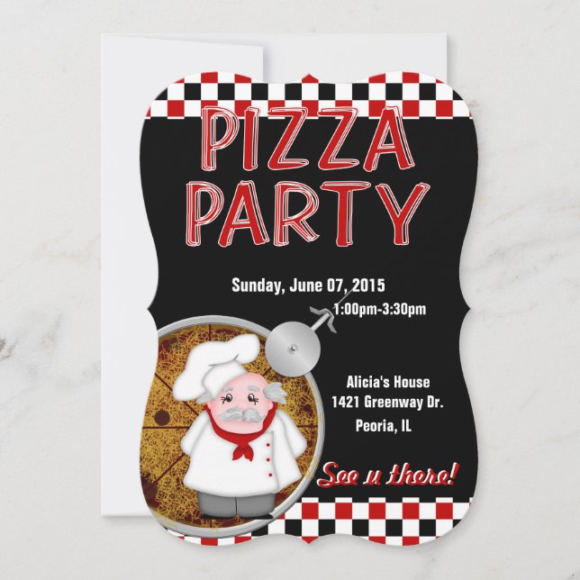 Invitations personnalisées Pizza Party-5x7 (Devant)