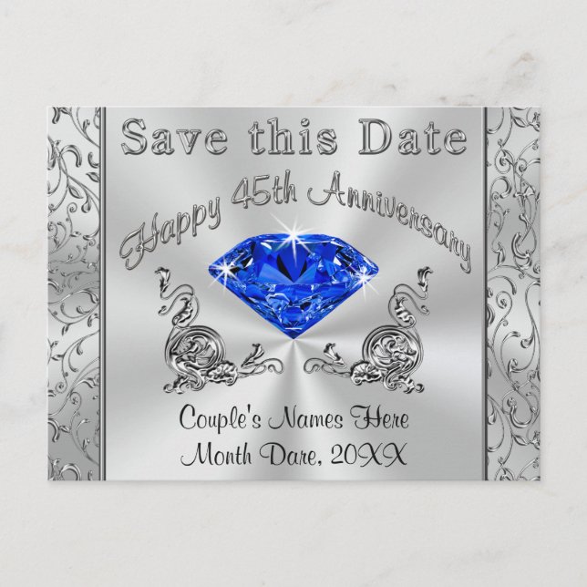 Invitations personnalisées pour le 45e anniversair (Devant)